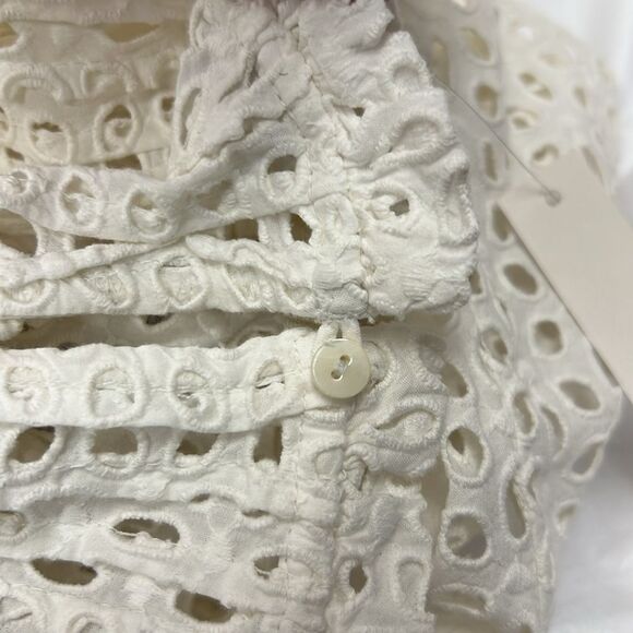 Madewell an137 white Eyelet Ruffle-Sleeve Pintuck Mini Dress size M NWT - Picture 6 of 8